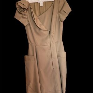 Oscar de la Renta Asymmetrical Tan Dress with pockets!